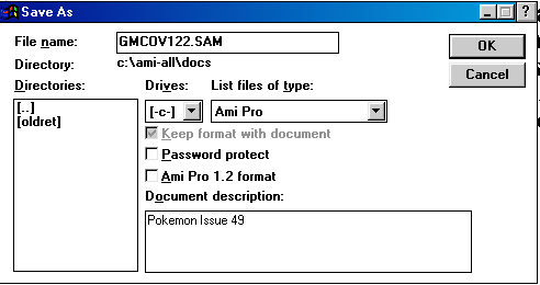 Ami Pro : mot de passe pour crypter un fichier .sam